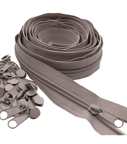 Nylon-Reißverschluss Rolle – 10 Meter, Mit 20 Schiebern, Farbe Weiß, Nr. 5, Zum Selberzuschneiden