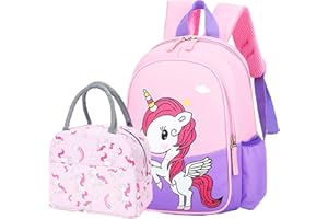 POWOFUN Kids Kindergarten Preschool Travel Unicorn Backpack Cute Cartoon Schoolbag Backpack Fit A4 With Lunch Bag