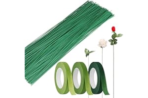 QEEROYO Fil de Fleurs Vert, Fil de Fleurs, Wires Floral Flowers, 100PCS Fil de Fer Fleur, Vert Tige Florale Artificielle Foncé, Emballage Tige Fleur, Stem Wire Florist Wire, 30cm
