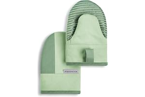 KitchenAid Beacon Two-Tone Mini Oven Mitt Set, 5.5"x8", Pistachio/Graphite Green