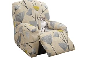 Jaotto Copripoltrona Relax Reclinabile, Fodere 1 Posto Universale, Moderne, con Tasche Lavabile, Coperture per Divano da Massaggio, Foglie Beige