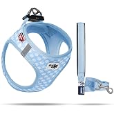 CURLI VEST HARNESS AIR-MESH SKYBLUE-CIRCLES 2XS &amp; LEASH M