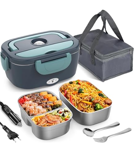 Lunch Box Gamelle Chauffante Électrique Pour Voiture Camion Bureau Travail 220V+12V+24V, Acier