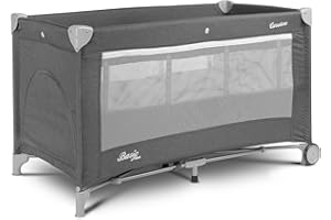 CARETERO BEST FOR BABIES CARETERO Basic Plus Lit Parapluie Bébé avec Matelas 120x60 cm - Lit de Voyage Pliable pour Bébés Jusqu'à 15 kg - De la Naissance à 4 Ans - Sac de Transport Inclus - Graphite