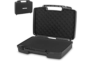BQKOZFIN Portable Hard Case 43.2 x 28.5 x 12.6CM with Customizable Diced Foam Protects for Equiment, Electronics, Tools, Microphone, Recorder and More (Black)