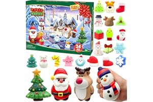 LATERN 2025 Christmas Advent Calendar, 24 Days Christmas Countdown Calendar with 4Pcs Jumbo and 20Pcs Mochi Squishy Toys for 3-9 Year Old Kids Christmas Gifts Holiday Decoration Party Favors