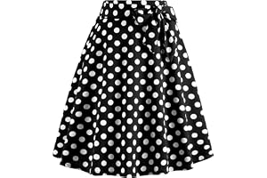 WERFORU Damkjol midikjol 50-talet kjol polka prickig rockabilly vintage en linje swing veckad kjol med bä