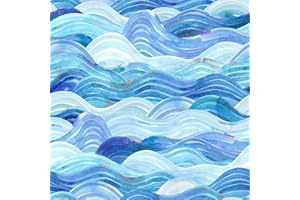 ALZKKLL Art Vinyl Fototapete,300 * 44.5cm Handgemalte Blaue Wellen Tapete Abziehen und Kleben Tapete Selbstklebend Modern Ablösbare Tapete für Wohnzimmer/Schlafzimmer/Badezimmer