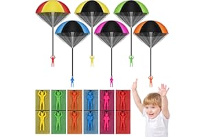 TranRantic Fallschirmspringer, 12 Stück Fallschirm Outdoor, Wurf Parachute Spiele für Draußen, Flugspielzeug Geschenk für Jungen und Mädchen（6 Farbe）