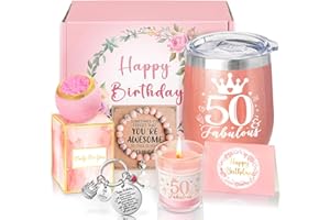 Sheinly 50th Birthday Gifts for Women, Happy 50th Birthday Basket Gifts Box for Best Friends Female Mom Wife Daughter Sister Her Girlfriend Coworker Bestie Women