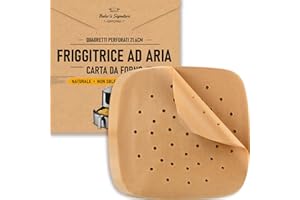 BAKER'S SIGNATURE Carta Forno Friggitrice ad Aria, 220 pezzi - Fogli di Carta Friggitrice ad Aria Quadrati da 8,5 inch per Tefal, Cosori e Ninja - Non tossico, Non si Arriccia, Facile Pulizia