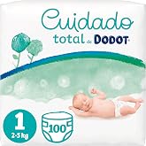 DODOT Total Care Baby Diapers, Gentle Skin Protection with Plant-Based Ingredients, White, Size 1 (Pack of 100)