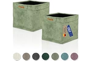 Lycce Kallax Boxen Cord 2er Set | Kallax Einsatz 33 x 33 x H31 cm | Aufbewahrungsbox mit entfernbarem Cord-Bezug passend für Kallax Regal | faltbare Ordnungsboxen aus Spannvlies | salbei