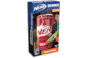 Nerf Bunkr BKN-3407 Nerf Take Cover Toxic Barrel-Inflatable Obstacle for Use with All Indoor & Outdoor Zones Game Fields-Features Stability System, 3-Way Valves, Battle Cards, 8+ Years