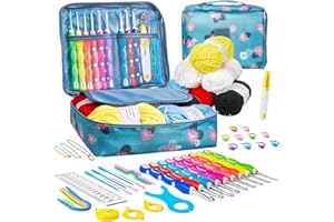 Anpro Crochet Kit,49 PCS Crochet Kits for Beginners Adults,Crochet & Knitting Accessories Kit Includes Ergonomic Metal Crochet Hooks