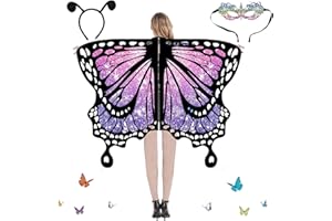 COLEESON Schmetterling Kostüm Damen, Karneval Kostüm Damen, Schmetterlingsflügel, Erwachsene Fee Kostüm,Bunter Schmetterling Umhang,für Halloween Fasching Party Cosplay, Butterfly Wings (B)