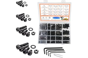 huruirui M2 M3 M4 M5 Muttern und Schrauben Unterlegscheiben Sortiertes Set, Schwarze Linsenkopfschrauben Innensechskantschrauben Kit, Gewindemaschine Sechskantschrauben Verschluss Kit 945Stück