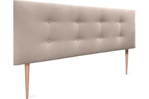 DHOME Testiera in Similpelle o Tessuto AQUALINE Pro Testiera con 2 File di Bottoni e Gambe Testiera Imbottita Letto di Lusso (135x105cm con Gambe (Letti 120/135/140), Tessuto Beige)