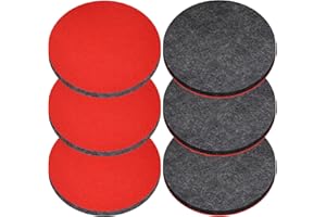 BEELUKY 6 cuscinetti lucidanti in feltro da 125 mm, in feltro di lana, per lucidatura di legno, barca e corian, 6 pezzi (grigio/rosso)