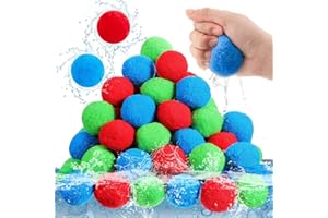 Pukitt Wasserbomben Wiederverwendbar Set, 50 Stück Wasserspielzeug Kinder Spielzeug Wiederverwendbare Wasserballons Splash Wasserball für Wasserschlacht im Garten Pool und Trampolin Sommer