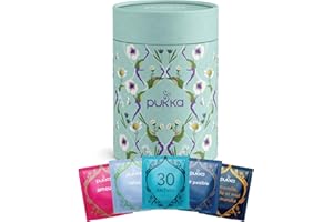Pukka Coffret Découverte Thés et Infusions, Idée Cadeau Femme et Homme, Coffret Tisanes, Cadeau de Thé 100% Bio Saint Valentin, Anniversaire, 6 Saveurs, Menthe, Matcha, Nuit, Relax, 30 Sachets