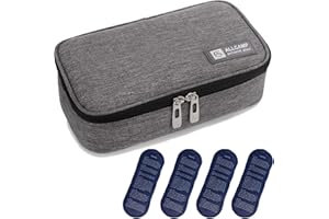 ‎ALLCAMP OUTDOOR GEAR ALLCAMP Insulin Kühltasche Kühlbox für Tragbarer Organizer Diabetiker Medikamente mit 4 Eisbeuteln, Isolierfutter und Stiftaufbewahrung Grau