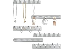 BELLE VOUS (Pack de 6 Organizador de Joyas para Colgar de Metal - Set de Joyero Pared Adhesivo con Ganchos y Clavijas - Colgador de Collares, Anillos, Brazaletes y Pendientes