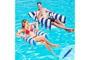 Exslend Amaca Gonfiabile Mare 2 Pezzi, Materassini Gonfiabili per Piscina, Portatile Lettino Mare Gonfiabile, 4 in 1 Lettino Gonfiabile Piscina, Amaca da Piscina con 1 Pompa
