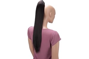 CAISHA 60cm Coda Capelli Stella Con Pinza Capelli Lungo Capelli Extensions Finta Per Donna Liscio Marrone Scuro H621