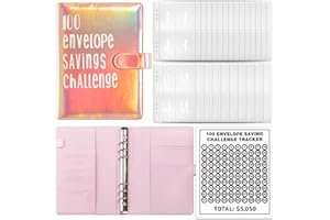 ‎YJWZ YJWZ 100 Umschläge Spar Challenge,Budget Planner Deutsch,A5 Geld Sparen Umschläge,Budget Binder Einfache und Unterhaltsame Möglichkeit zu Sparen 5050 €,Sparbuch für Geld Sparen Challenge