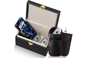 Bryze Faraday Box and Pouch 2 Pack, Car Key Signal Blocker for Keyless Entry, Anti-Theft Case with Dual-Layer RF Shield, Multi-Use Organiser for 6–8 Keys & Portable Faraday Bags