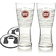 GarageBar | Super Bock Pint Beer Glass | Nucleated | Pint to Brim | Official Merchandise | Comes with 2X Beer Drip Mats | 2 Glasses