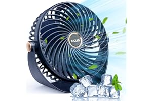 KICLBD Mini wentylator stołowy, 5 prędkości wentylator USB, przenośny i ultra cichy wentylator z możliwością ładowania, obrót o 360° wentylator biurkowy do domu, biura, sypialni i kempingu (niebieski)