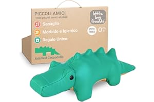 I Piccoli amici di Little Big Friends Tiny Friends | Sonagli per bambini | Animale morbido | Facile da pulire | Decorazione per la cameretta | Achille il coccodrillo
