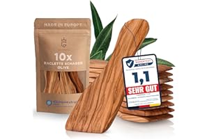 ‎GOLDENBERG GOLDENBERG® Olivenholz Raclette Schaber - 10er Set Raclette Spachtel aus feinstem italienischen Olivenholz - Raclette-Zubehör 100% Klimaneutral - Raclette Schaber 10 - Raclette Schieber