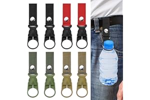 DIYXISK Paquete de 8 Hebillas para Botella de Agua,Cinturón de Nailon,Clips para Sujetar Botellas,Hebilla para Botella de Agua,Gancho para Mochila,Mosquetón,Gancho para Mosquetón,Soporte para Botella de Agua