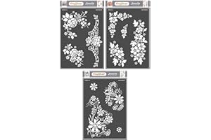 ‎CRAFTREAT CrafTreat blumen kranz schablonen zum malen An leinwand, holz, papier kunst, wand, boden und scrapbook zubehör-A4 Size-3Pcs-wiederverwendbar Bouquet rose & Bounch of Blooms bullet journal schablonen