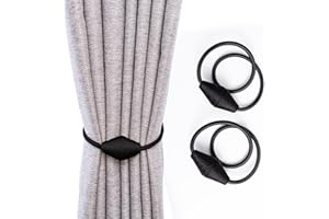 NeuWook Calamite per Tende, 2 PCS Magnetici per Tende, Calamite per Tende da Interno, Alamita Fermatende per Tende per La Decorazione Domestica dell'Ufficio (Nero)
