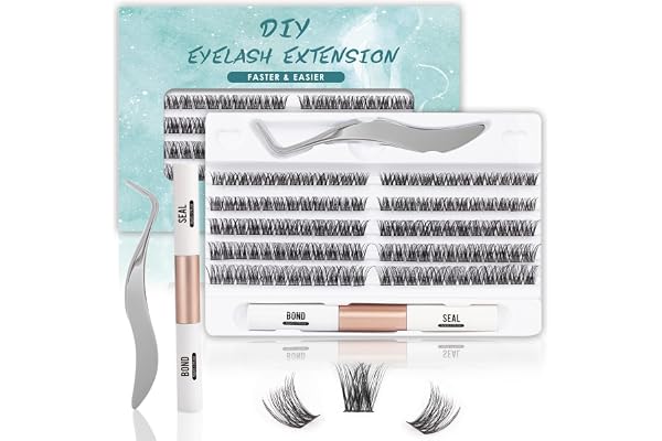 SISILILY Kit Extension Faux Cils avec Lash Bond and Seal, Individuel 120 Grappe, Naturel avec Colle et Applicateur, 0.07mm C D Curl Volume Russe Cluster Lashes 10-16mm (DM01-mix)