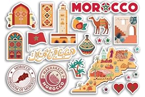 DV DESIGN A5 Foglio adesivo Marocco Adesivi in vinile - Paesi di riferimento vacanza Timbro mappa estate Bandiera Viaggi Città Dei bagagli Scrapbooking #79017
