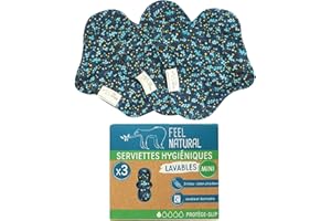 PHARMA'PROTECT Lot de 3 serviettes Hygiéniques lavables - Mini - Feel Natural