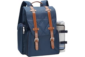 WICKERLAND Picknick-Rucksack für 4 Personen mit großer isolierter Kühltasche, Picknickkorb-Set mit Weinbeutel, wasserdichte Picknickdecke und Besteck-Set. Perfekt für Camping, Hochzeitsgeschenk für Paare, Blau