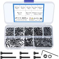 1380 x Sechskantschrauben mit Muttern, M2 M3 M4 M5 Schrauben Set, Zylinderschrauben mit Innensechskant Schrauben Set, Schwarz Maschinenschrauben 1380 x Sechskantschrauben mit Muttern, M2 M3 M4 M5 Schrauben Set, Zylinderschrauben mit Innensechskant Schrauben Set, Schwarz Maschinenschrauben