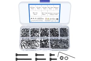 WUGONGSHAN 660 Stück M2 Schrauben Set, M2 Schrauben Muttern und Unterlegscheiben Sortiment Kit, Zylinderschrauben mit Innensechskant Schrauben Set, Gewindeschrauben Sechskantschrauben Maschinenschrauben Set