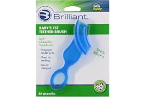 BRILLIANT Baby Buddy Blue First Silicone Toothbrush