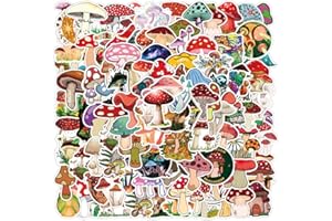 TACOMEXI Adesivi a forma di fungo per computer portatile, 100 pezzi, adesivi per auto, bagagli, skateboard, moto, adesivi per adolescenti e adulti…