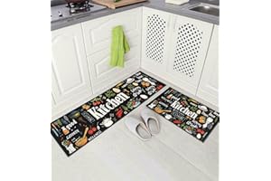 LXTOPN Kitchen Rug Non-Slip Kitchen Mat Sets,Hallway Runner For Kitchen Washable Kitchen Rugs Mat with Natural Rubber Backing,Door Rug Set. (C3, 43x75cm+43x150cm)