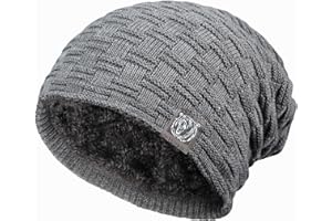 UPhitnis Cappello Beanie Uomo Inverno - Cappello Invernale Unisex Uomo Donna Berretto Lungo Cappello Lavorato A Maglia Cappuccio Inverno Nero Uomo Caldo Berretto Lavorato A Maglia Foderato