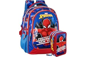 Clondo Schoolpack - Mochila con estuche con 3 compartimentos, para la escuela y el tiempo libre, para niños y jóvenes, con cremallera, rotuladores, ceras, accesorios, para niño, niña