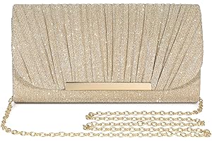 Ubaymax Evening Clutch Purse for Women - Sparkly Gold Glitter Handbag with Removable Chain for Wedding Prom Party Formal Dress